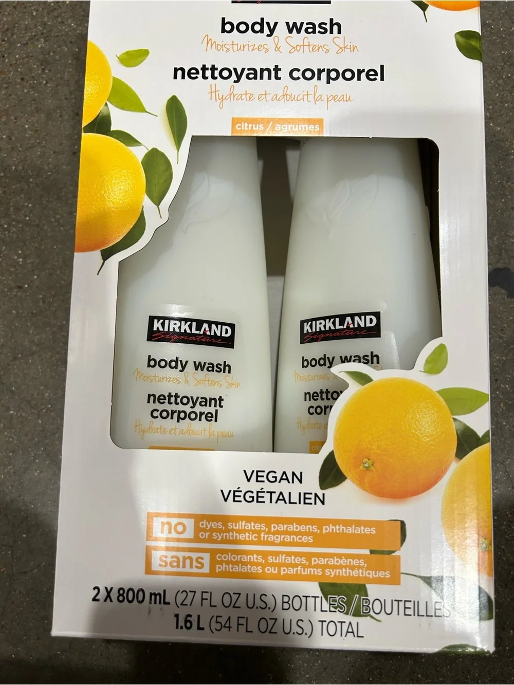 Kirkland Signature White & Orange Citrus Body Wash 2-Pack value pack new
